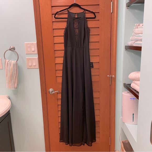 Lulus, black, lace-trimmed, maxi-dress - Picture 6 of 12